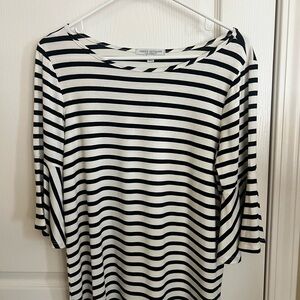 Green Envelope Black and White Striped Long Sleeve Top